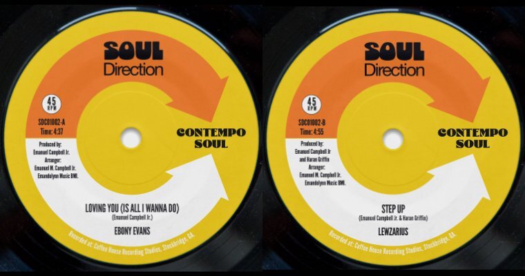 New 45 - Ebony Evans / Lewzarius - Soul Direction Records magazine cover